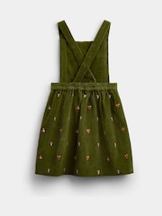 JoJo Maman Bébé Khaki Green Woodland Embroidered Cord Pinafore & Blouse Set - Image 5 of 7