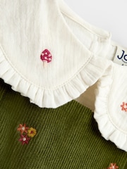 JoJo Maman Bébé Khaki Green Woodland Embroidered Cord Pinafore & Blouse Set - Image 6 of 7