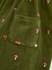 JoJo Maman Bébé Khaki Green Woodland Embroidered Cord Pinafore & Blouse Set - Image 7 of 7