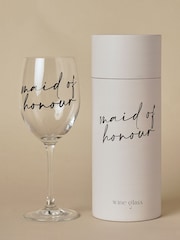 Widdop Clear Wine Glass Black Words - Maid Of Honour - Image 2 of 7