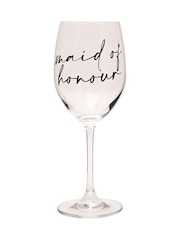 Widdop Clear Wine Glass Black Words - Maid Of Honour - Image 3 of 7