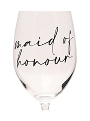 Widdop Clear Wine Glass Black Words - Maid Of Honour - Image 4 of 7