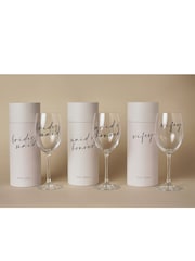 Widdop Clear Wine Glass Black Words - Maid Of Honour - Image 5 of 7