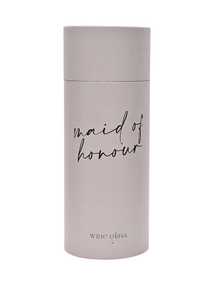 Widdop Clear Wine Glass Black Words - Maid Of Honour - Image 6 of 6