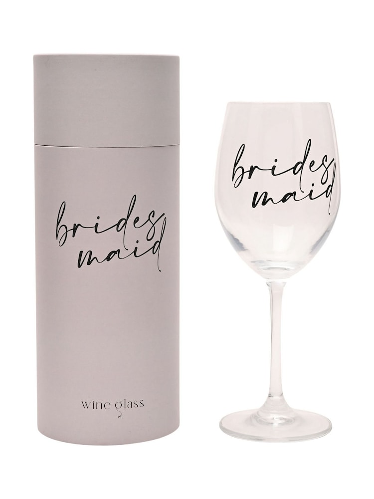 Widdop Clear Wine Glass Black Words - Bridesmaid - Image 1 of 7