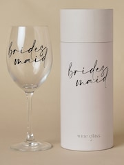 Widdop Clear Wine Glass Black Words - Bridesmaid - Image 2 of 7