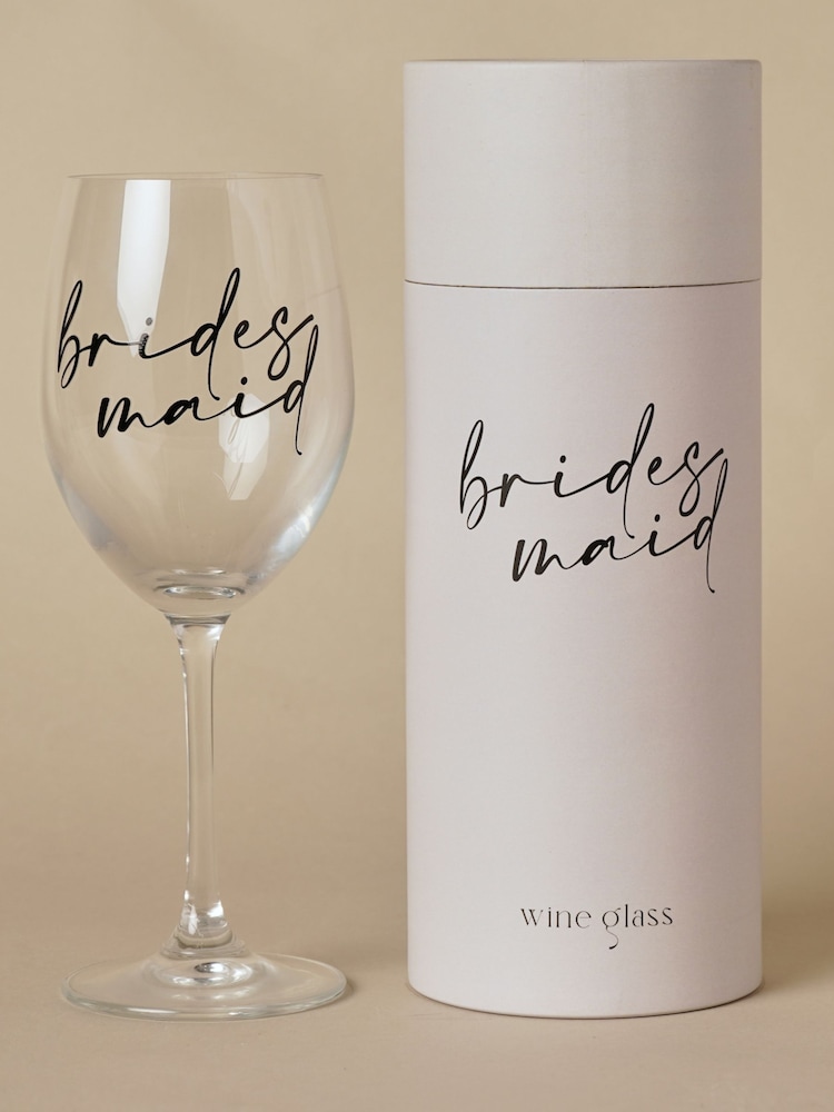 Widdop Clear Wine Glass Black Words - Bridesmaid - Image 2 of 7
