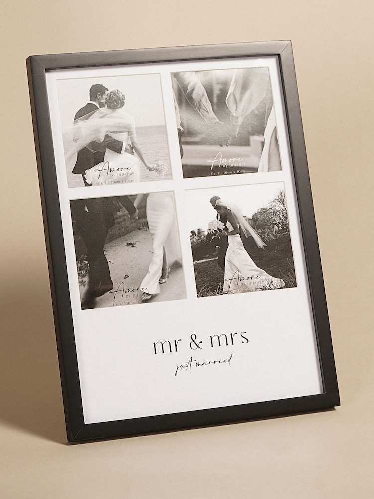 Widdop Black Multi Aperture Photo Frame - Mr & Mrs - Image 1 of 7