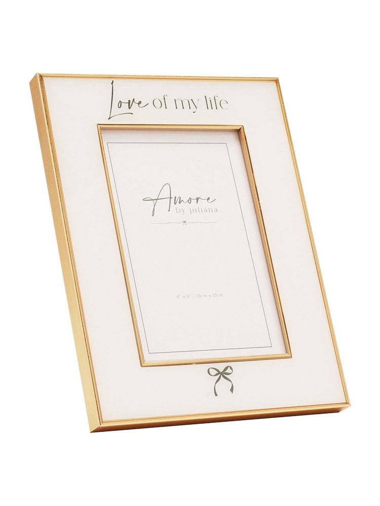 Widdop White Bow Frame 'Love of my life' 4" x 6 - Image 1 of 5