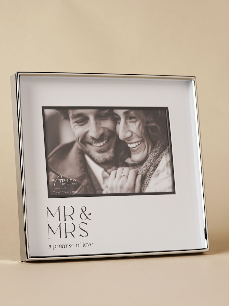 Widdop Silver Print Photo Frame 'Mr & Mrs' 6" x 4 - Image 2 of 2