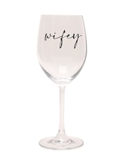 Widdop Clear Wine Glass Black Words - Wifey - Image 3 of 7
