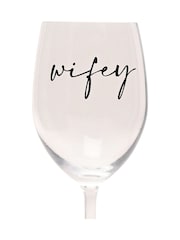 Widdop Clear Wine Glass Black Words - Wifey - Image 4 of 7