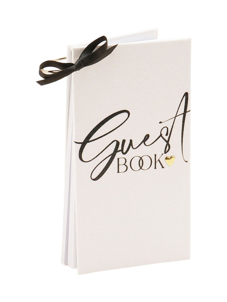 Widdop White Single Ring Bound Linen Guest Book - Image 1 of 7