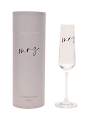 Widdop Clear Champagne Flute Black Words - Mrs Glasses - Image 1 of 7