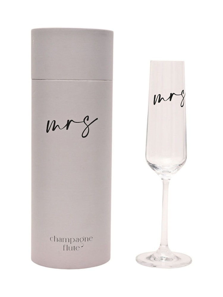Widdop Clear Champagne Flute Black Words - Mrs Glasses - Image 1 of 7