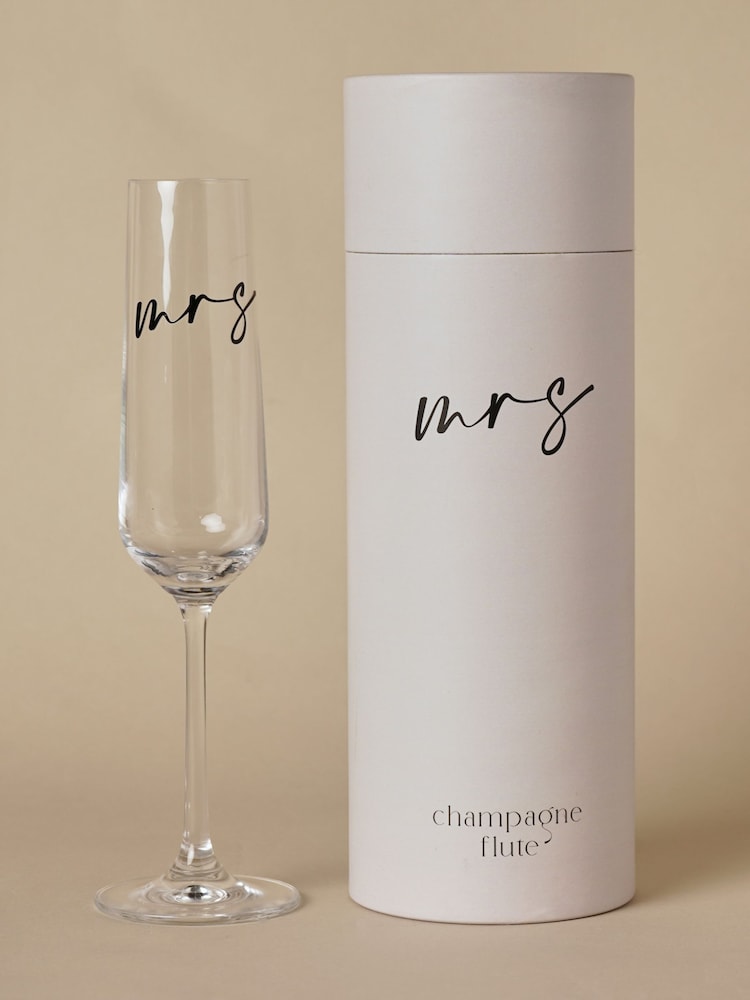 Widdop Clear Champagne Flute Black Words - Mrs Glasses - Image 2 of 7