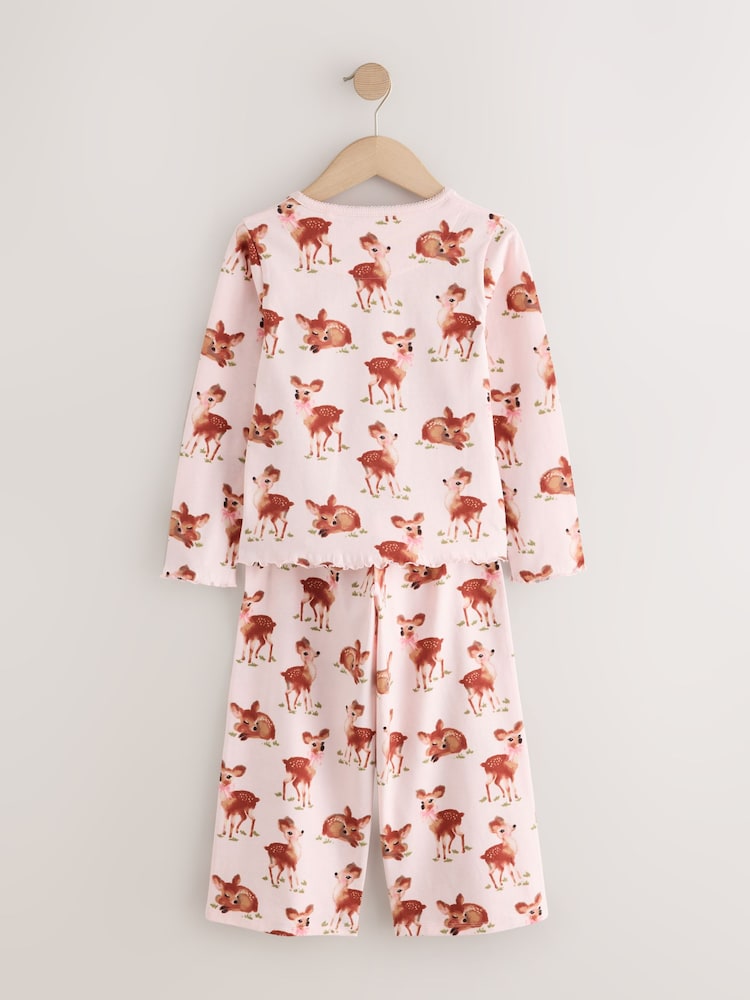 Pink Deer Print Ribbon Wrapped Wide Leg Pyjamas 1 Pack (3-8yrs) - Image 2 of 4
