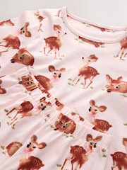 Pink Deer Print Ribbon Wrapped Wide Leg Pyjamas 1 Pack (3-8yrs) - Image 4 of 4