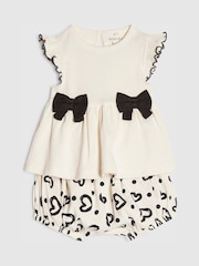 River Island Bow Peplum Rib Top & Short Set - Image 3 of 5