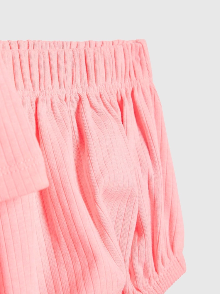 River Island Bow Peplum Rib Top and Shorts Set - Image 5 of 5