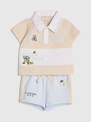 River Island Blue Basketball Polo Shirt & Short Set - Image 3 of 5
