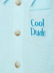 River Island Blue Cool Dude Cheesecloth Shirt & Short Set - Image 4 of 5
