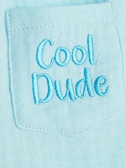River Island Blue Cool Dude Cheesecloth Shirt & Short Set - Image 5 of 5