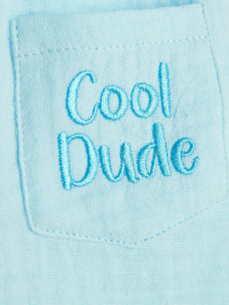 River Island Blue Cool Dude Cheesecloth Shirt & Short Set - Image 5 of 5