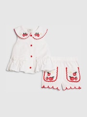 River Island White Strawberry Peplum Blouse & Short Set - Image 1 of 5