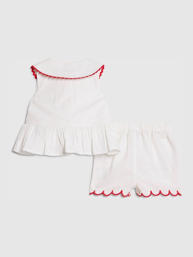 River Island White Strawberry Peplum Blouse & Short Set - Image 2 of 5