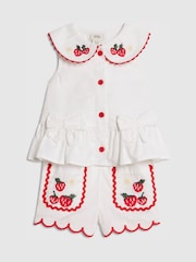 River Island White Strawberry Peplum Blouse & Short Set - Image 3 of 5