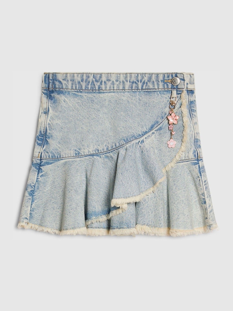 River Island Blue Asymmetric Skirt With Keychain - Image 1 of 4