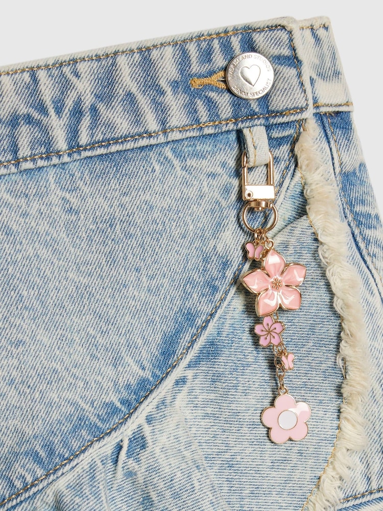 River Island Blue Asymmetric Skirt With Keychain - Image 4 of 4