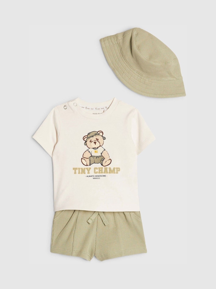 River Island Green Tiny Champ T-Shirt & Short Set - Image 1 of 5