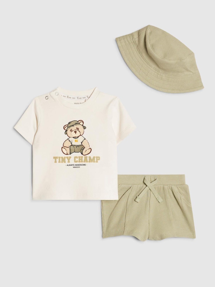 River Island Green Tiny Champ T-Shirt & Short Set - Image 2 of 5