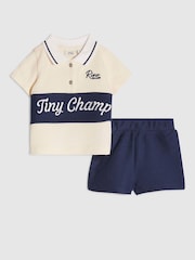River Island Blue Tiny Champ  Polo Shirt & Short Set - Image 1 of 5