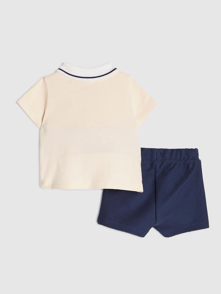 River Island Blue Tiny Champ  Polo Shirt & Short Set - Image 2 of 5