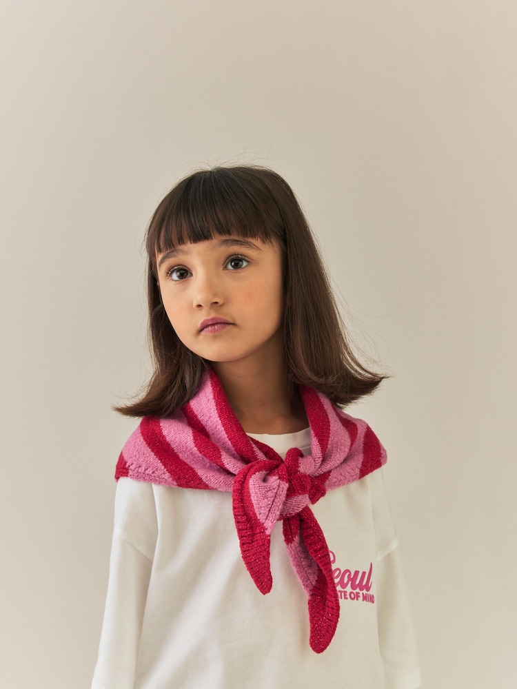 Pink Stripe Triangle Scarf (3-16yrs) - Image 1 of 8 Pink Stripe Triangle Scarf (3-16yrs) - Image 1 of 8