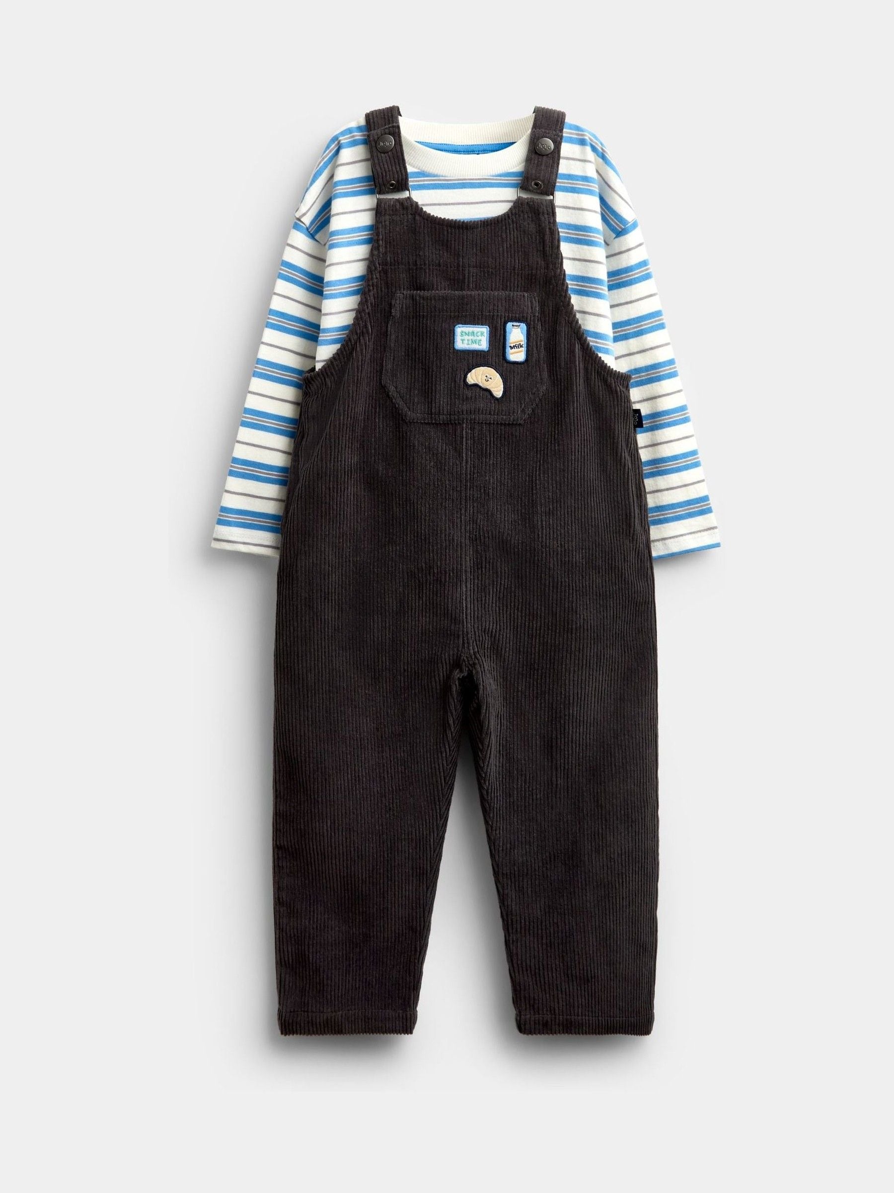 Jojo Maman Bébé Grey Snack Badge Dungaree