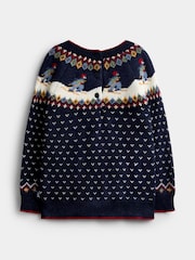 JoJo Maman Bébé Blue Fairisle Christmas Jumper - Image 4 of 6