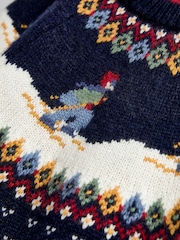 JoJo Maman Bébé Blue Fairisle Christmas Jumper - Image 5 of 6