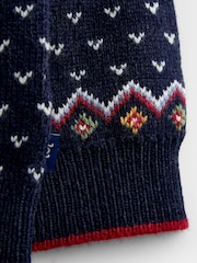JoJo Maman Bébé Blue Fairisle Christmas Jumper - Image 6 of 6