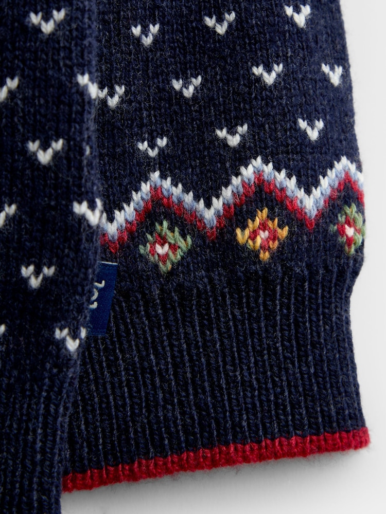 JoJo Maman Bébé Blue Fairisle Christmas Jumper - Image 6 of 6