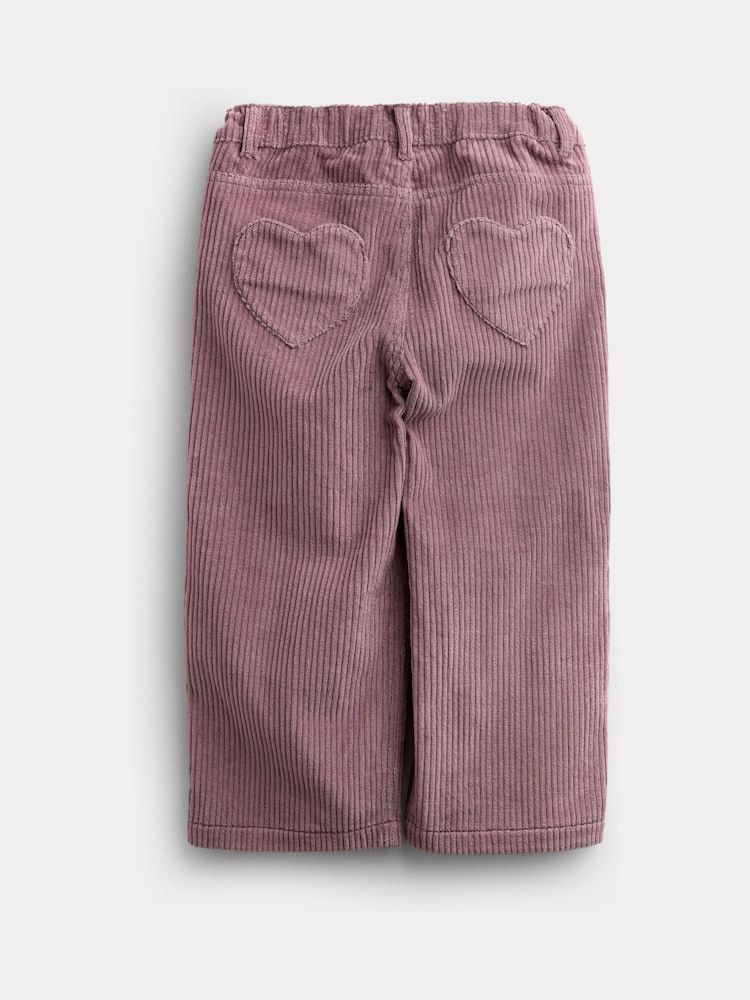 JoJo Maman Bébé Dusky Purple Cord Heart Pocket Wide Leg Trousers - Image 2 of 4 JoJo Maman Bébé Dusky Purple Cord Heart Pocket Wide Leg Trousers - Image 2 of 4