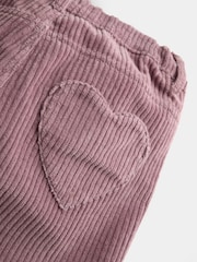 JoJo Maman Bébé Dusky Purple Cord Heart Pocket Wide Leg Trousers - Image 3 of 4