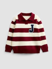 JoJo Maman Bébé Red Stripe Knitted Collar Jumper - Image 1 of 4