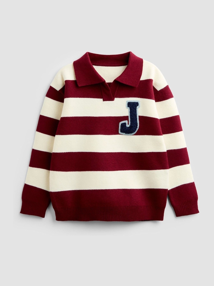 JoJo Maman Bébé Red Stripe Knitted Collar Jumper - Image 1 of 4 JoJo Maman Bébé Red Stripe Knitted Collar Jumper - Image 1 of 4
