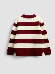 JoJo Maman Bébé Red Stripe Knitted Collar Jumper - Image 2 of 4