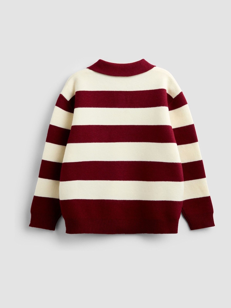 JoJo Maman Bébé Red Stripe Knitted Collar Jumper - Image 2 of 4 JoJo Maman Bébé Red Stripe Knitted Collar Jumper - Image 2 of 4