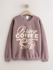 Brown Coffee Slogan Sweatshirt - Image 1 of 3